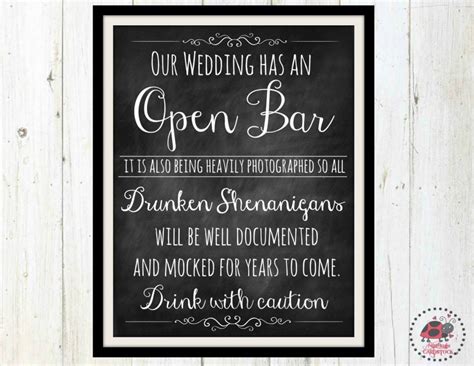 Chalkboard Wedding Signs Printable Open Bar Wedding Sign