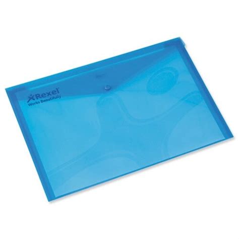 Rexel Carry Folder A4 Plastic Transparent Blue Pack 25 Hunt Office