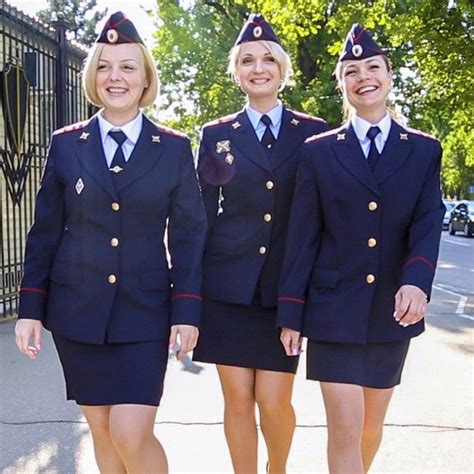 Three Happy Russian Policewomen After Receiving A Commendation For Capturing Three Armed Robbers