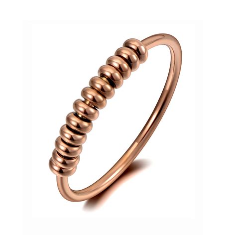 anillo simple de titanio de acero inoxidable para mujer y niña joyería creativa línea de oro