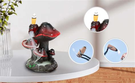 YYW Mushroom Backflow Incense Holder Resin Incense Burner Waterfall