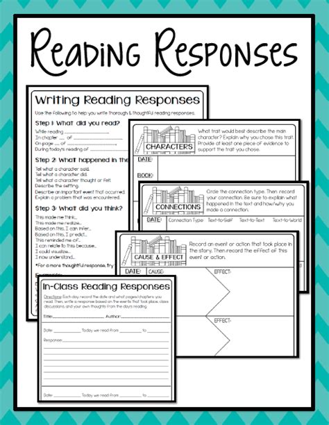 Reading Portfolios Part 3 Reading Responses Freebie Create