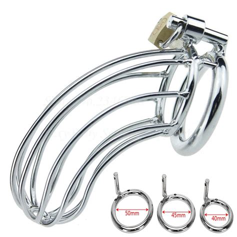 Male Stainless Steel Lockable Scrotum Cock Cage Penis Cock Ring Sleeve
