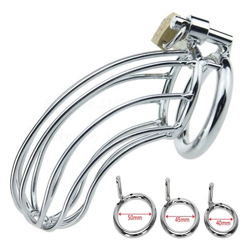 Male Stainless Steel Lockable Scrotum Cock Cage Penis Cock Ring Sleeve Lock Bdsm Bondage Sex