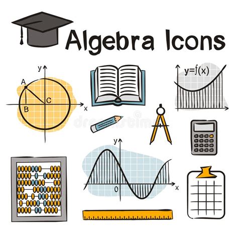 Conjunto De Iconos Dibujados A Mano Sobre El Tema De álgebra