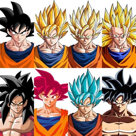 Goku Y Todas Sus Fases Personajes De Dragon Ball Personajes De Goku