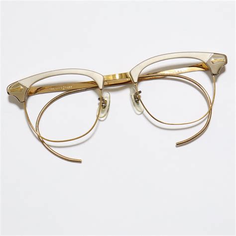 Vintage 1950 S Shuron Ronsir Alum Browline Eyeglasses Gold With Relaxo Cable Made In U S A