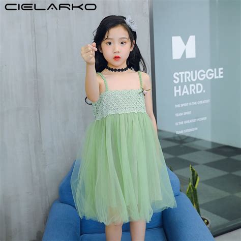 Cielarko Summer Girls Strap Dress 2018 Vintage Princess Tulle Dresses