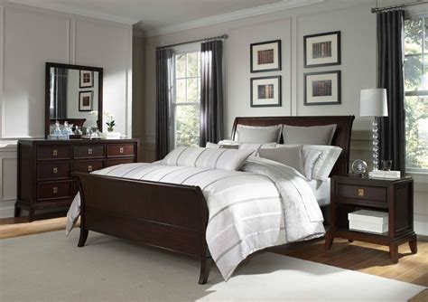 A cozy modern bedroom with white. Furniture Rectangle Dark Brown Wooden Dressing Table On ...
