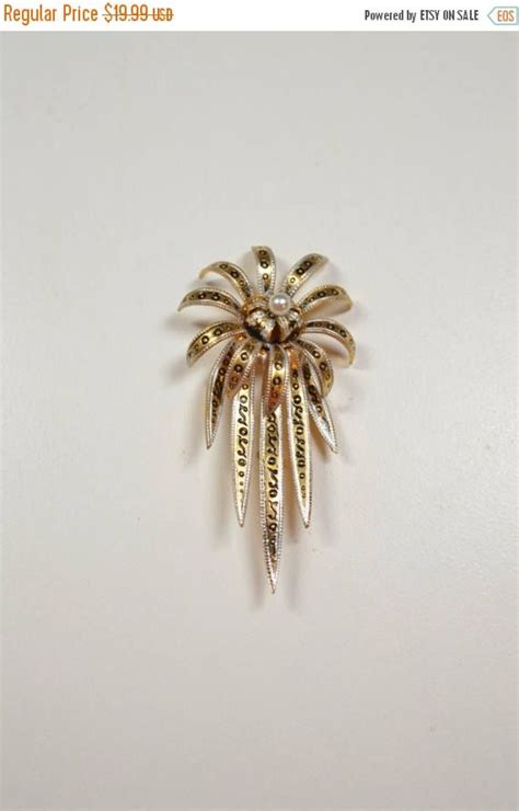 Vintage Spanish Damascene Flower Pin Brooch Signed Spain Faux Etsy