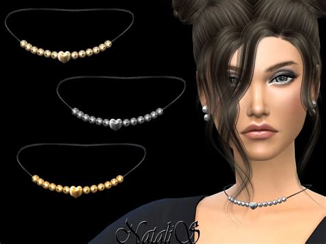 Romantic Beaded Necklace With Heart Charm Found In Tsr Category Sims