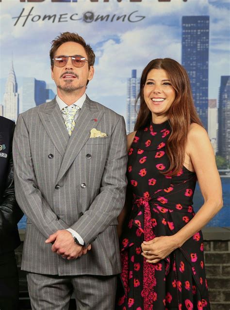 Robert Downey Jr And Marisa Tomei At The Spider Man Homecoming Press