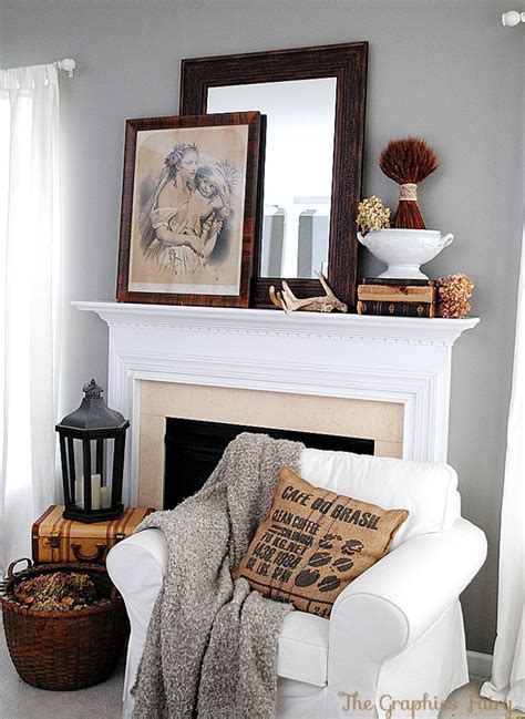 Fall Mantel Ideas Our Vintage Mantel The Graphics Fairy