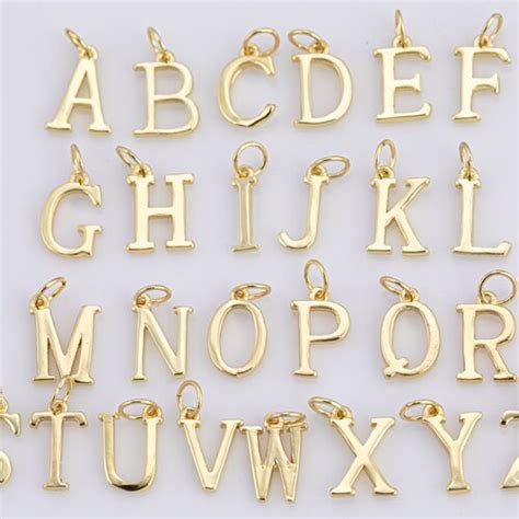 1pc Gold Initial Letter Pendant Initials Letter Bamboo Charm Etsy