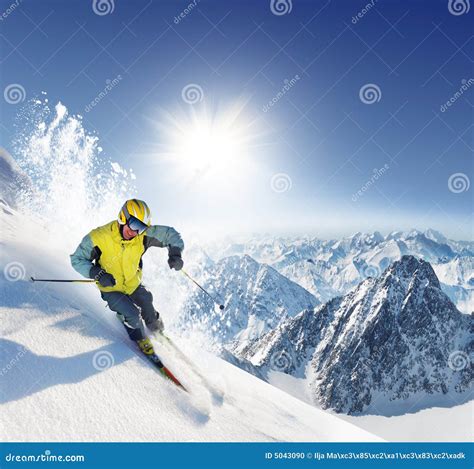 Skier Stock Photo Image Of Action Boards Peak Holiday 5043090