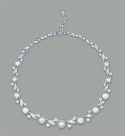 An Elegant Natural Pearl And Diamond Necklace By Etcetera For Paspaley