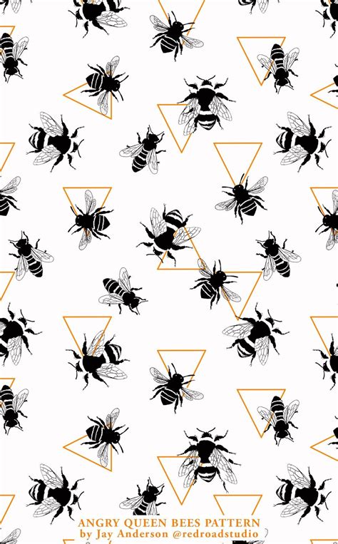 Bumble Bees Pattern Red Road Studio Art Deco Pattern Graphics