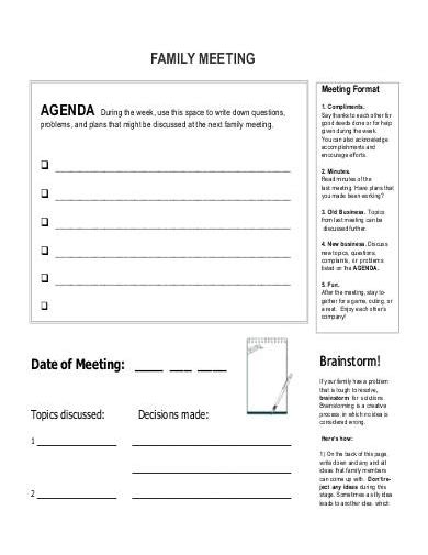 5 free meeting agenda templates. 10+ Best Family Meeting Agenda Examples & Templates ...