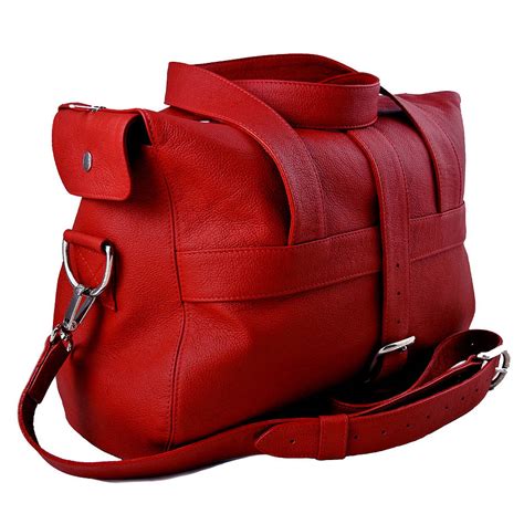 Personalised Handcrafted Red Leather Overnight Bag By Freeload Leather