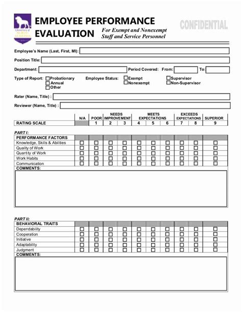 Employee Performance Evaluation Template Elegant Employee Performance Evaluation Form Employee
