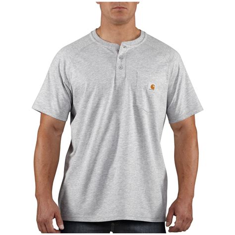 Carhartt Force Cotton Short Sleeved Henley 590860 T Shirts At