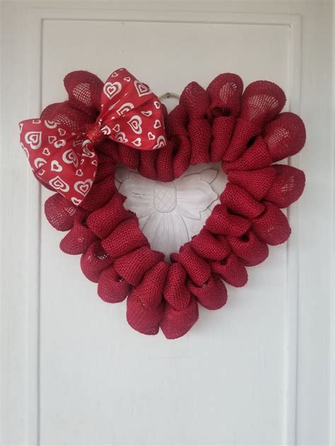 Beautiful Burlap Valentine Heart Wreathvalentine Wreathfront Etsy