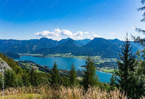 Aerial View Of Wolfgangsee Lake From Schafberg Austria Stock Photo