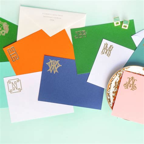 Personalized Flat Note Cards Monogrammed Stationery Note Cards