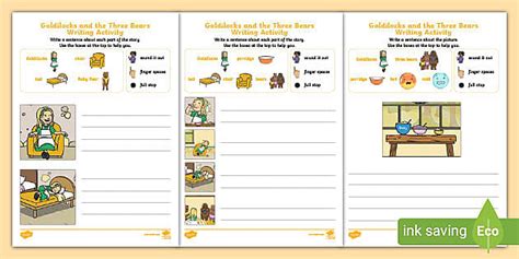 Goldilocks And The Three Bears Early Writing Activities