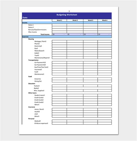 Weekly Budget Template 16 Smart Planners For Excel And Pdf