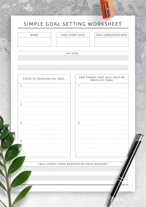 Printable Goal Setting Template This Is A Set Of 10 Goal Setting