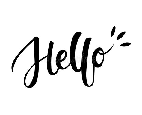 Hello Black Lettering Text On White Background Handwritten Simple
