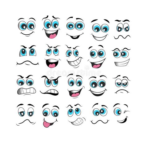 Face Expression Set Vector Illustration Emoticon Cartoon Cute Emoticons Stock Vector