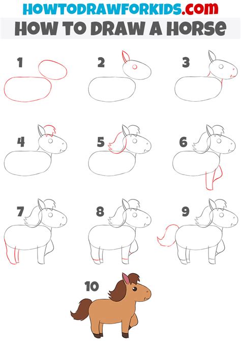 How To Draw A Horse Easy Drawing Tutorial For Kids
