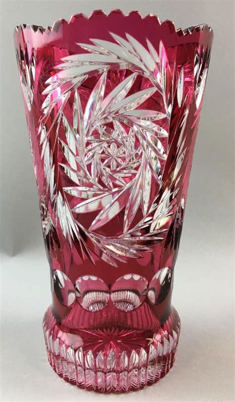 Sold At Auction Vintage Ruby Red To Clear Cut Glass Vase