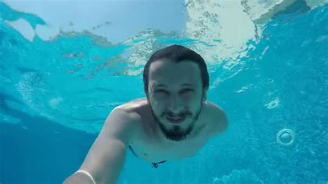 Guy With Beard And Long Hair Dives Into The Pool — Stock Video © Panchenkovideo 189403118