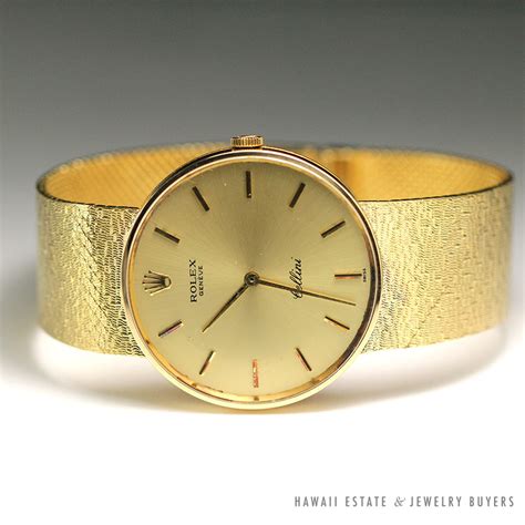 Authentic Rolex Cellini 18k Round Case 18k Yellow Gold Bracelet Wrist