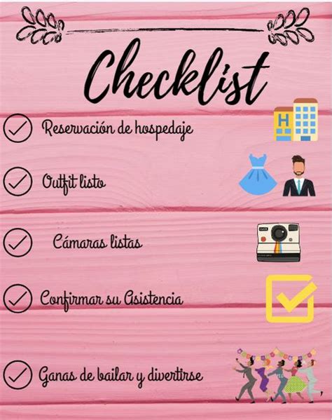 Checklist Para Los Invitados De La Boda Idea Para Empezar A Confirmar A Invitados A 4 Meses