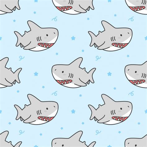 Premium Vector Cute Shark Seamless Pattern Background Fundo Padrão