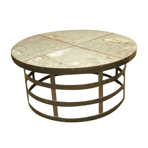 Round Metal Base Coffee Table at 1stdibs