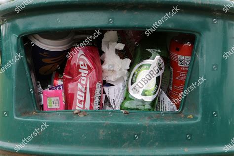 Uncollected Rubbish Overflows Bin King Georges Editorial Stock Photo