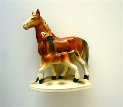 Brown Mare Foal Horse Figurine Made In Japan Vintage 1940s Era Etsy