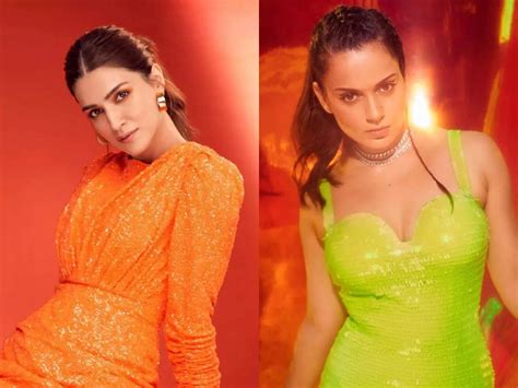 Kriti Sanons Orange Dress To Kangana Ranauts Neon Look Celebs Show