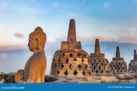 Borobudur Temple At Sunrise Java Indonesia Stock Photo Image Of