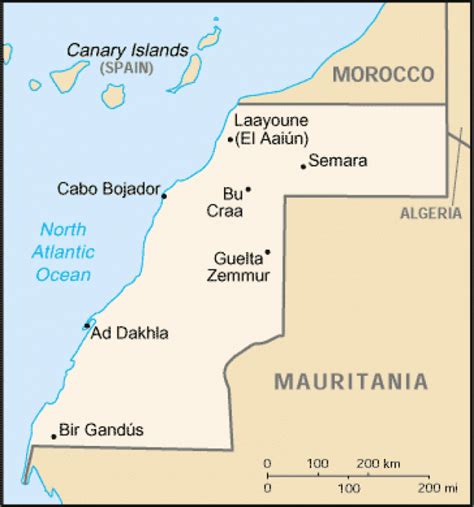 Mapas Politico De Sahara Occidental