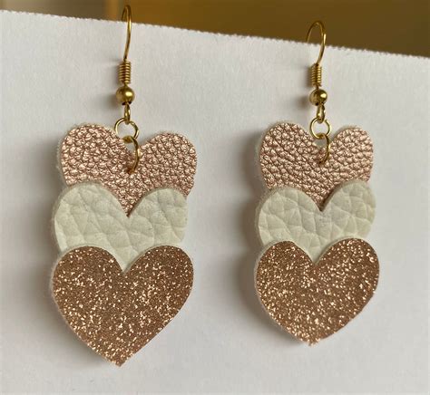 Heart Faux Leather Earrings Valentines Day Earrings Heart Etsy