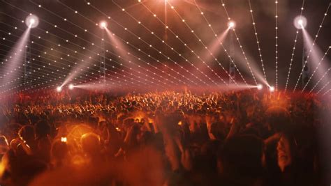 Concert Stage Crowd People Rear Lights Stock Footage Video 100