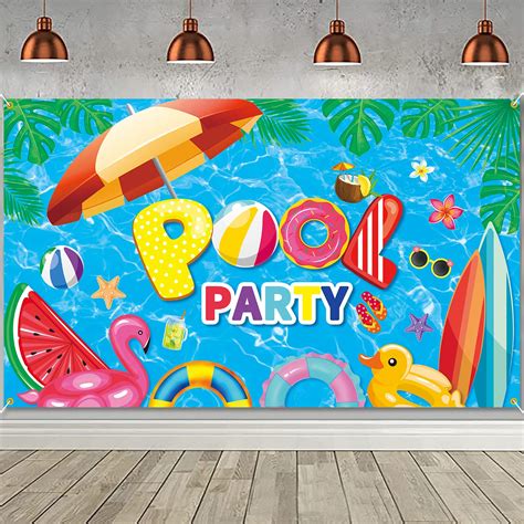 Buy Ptfny Pool Party Backdrop Banner 71 X 43 Inch Large Summer Pool