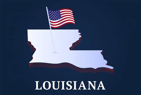 Louisiana State Isometric Map And Usa National Flag 3d Isometric Shape