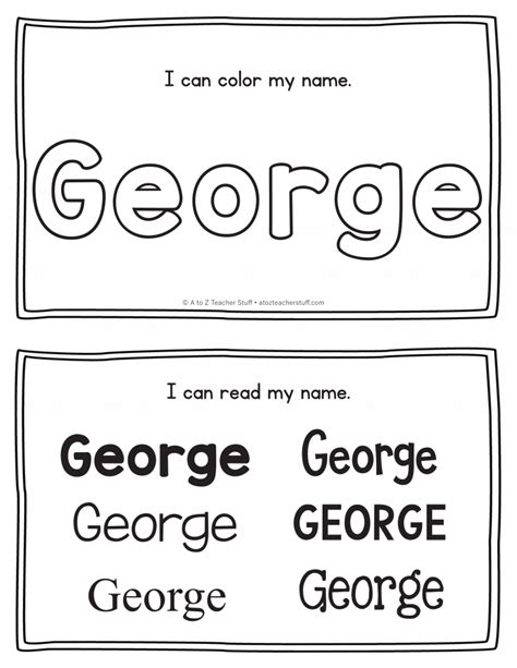 George Name Printables For Handwriting Practice A To Z Teacher